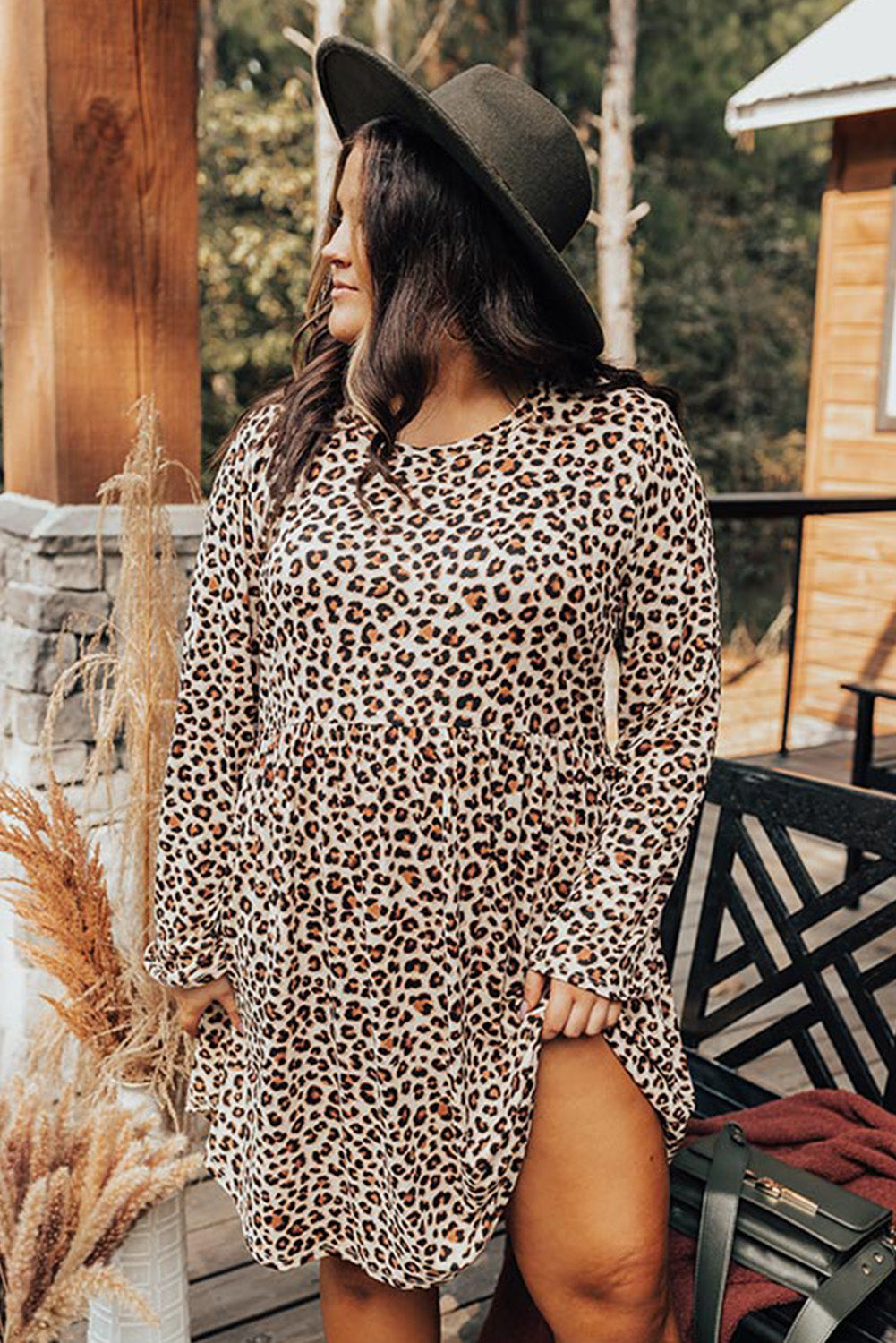 Plus Size Long Sleeve Midi Dress