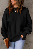 Solid Color Puffy Sleeve Pocketed Sweater