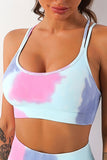 Tie Dye Criss Cross Strappy Sports Bra