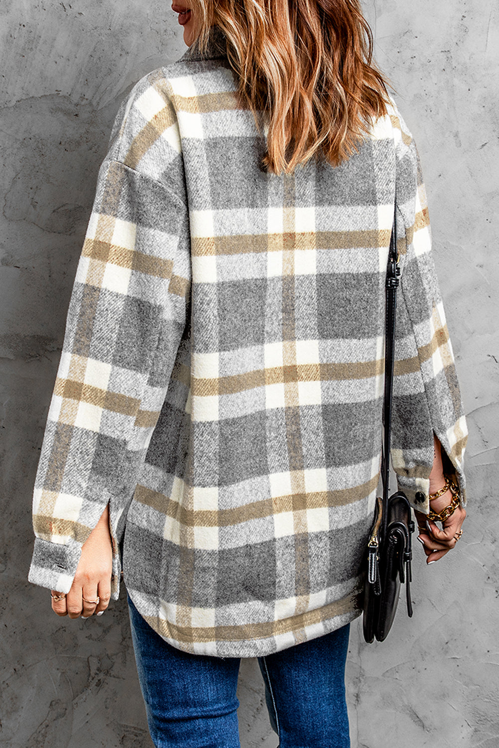 Plaid Print Pocket Women Shacket