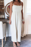 Smocked Spaghetti Straps High Waist Wide Leg Jumpsuit