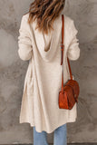 Hooded Pockets Open Front Knitted Cardigan