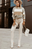 Chunky Striped Mock Neck Pullover Sweater