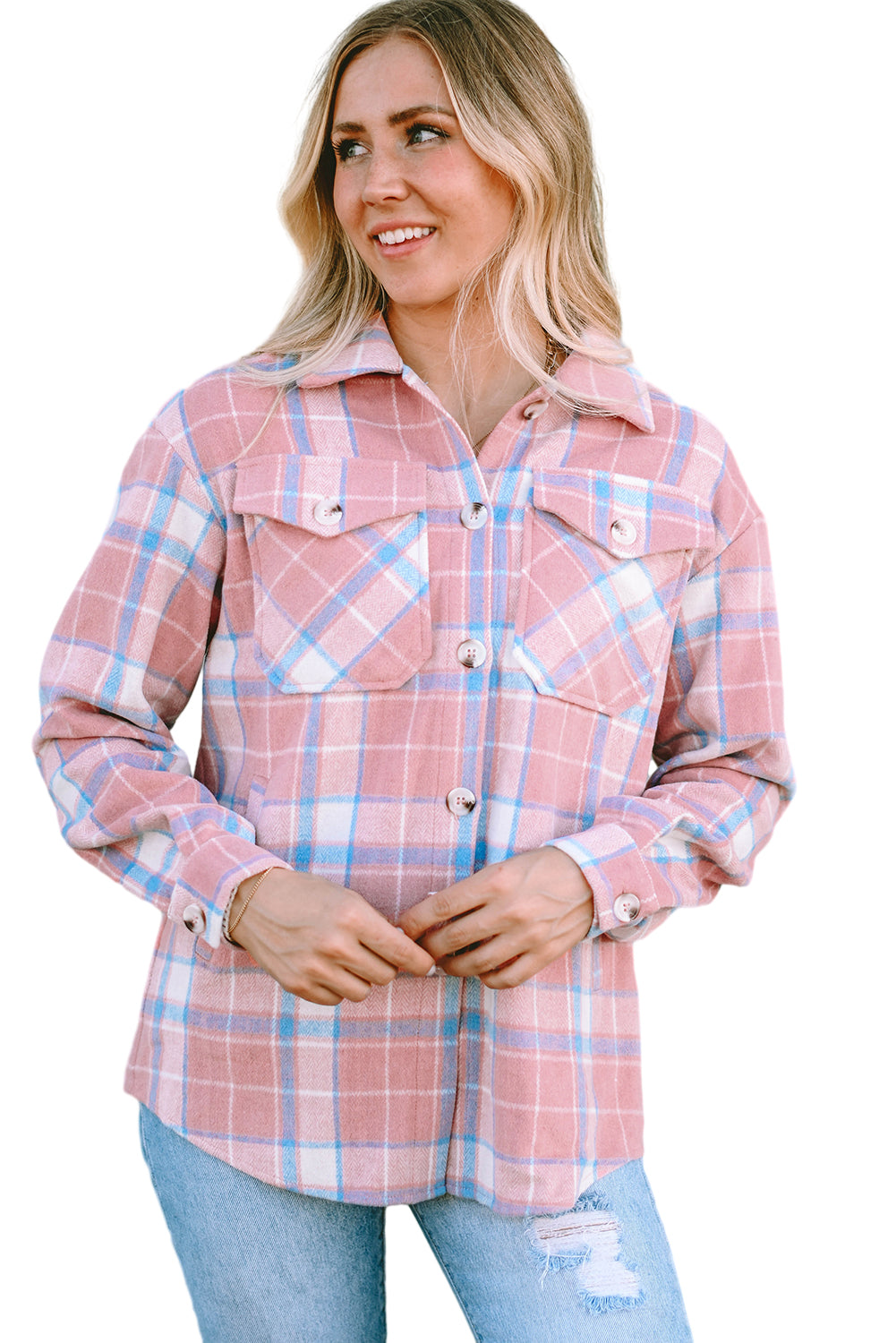 Plaid Flap Pocket Flannel Shacket