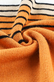 Pull col rond rayé orange color block