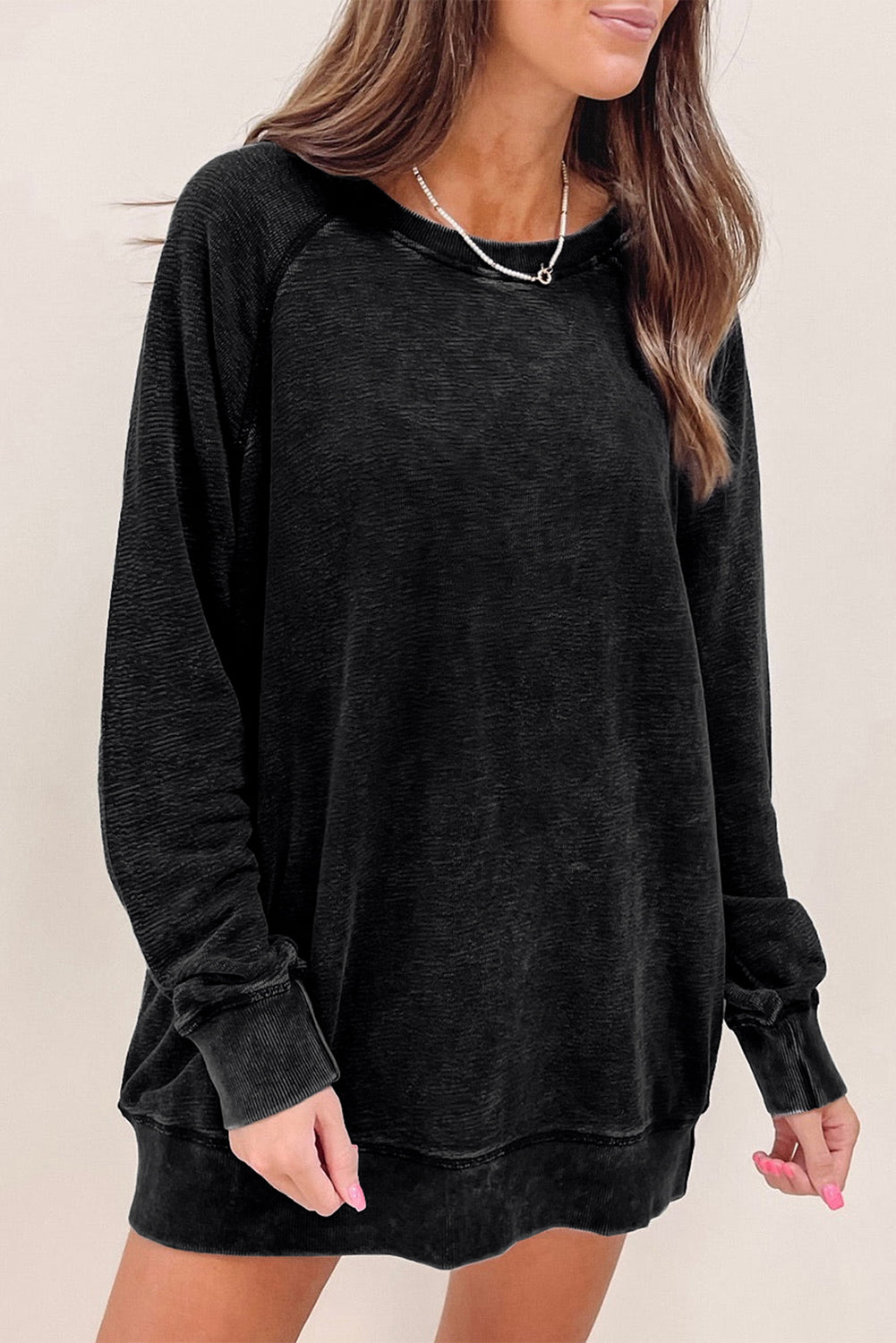 Mineral Wash Oversized Pullover Sweatshirt