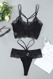 2pcs Lace Strappy Bralette Set