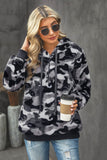 Camo Print Warm Furry Pullover Hoodie