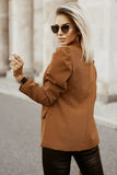 Open Front Puff Sleeves Blazer