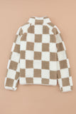 Checked Snap Button Sherpa Jacket