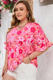 Floral Print Ruffled Half Sleeve Plus Size Babydoll Blouse