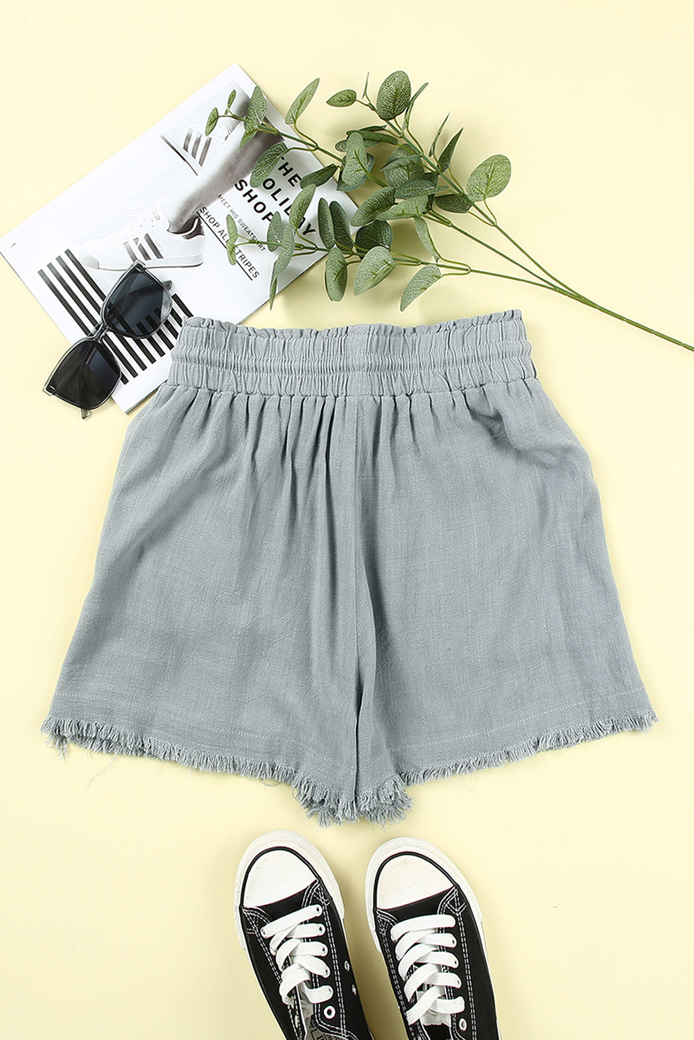 Drawstring Frayed Edge Pocketed Shorts