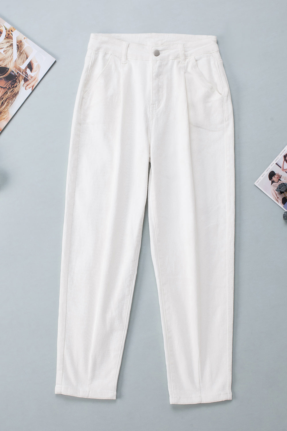 Solid High Waist Casual Pants