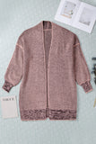 Gray Textured Knit Pocketed Duster Cardigan