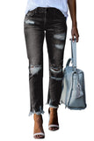 Pantalon en jean boyfriend bleu clair effet vieilli