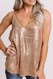 Spaghetti Straps Sequin Tank Top