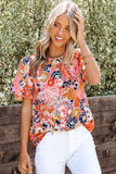 Floral Crewneck Long Sleeve Blouse