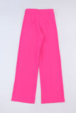 Pantalon large à ceinture avec boucle en strass rose