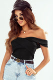 Ribbed Criss Cross Off Shoulder Top