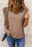 Solid Color V Neck Flutter Sleeve T-Shirt