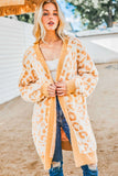 Fuzzy Knit Leopard Print Open Front Tunic Cardigan