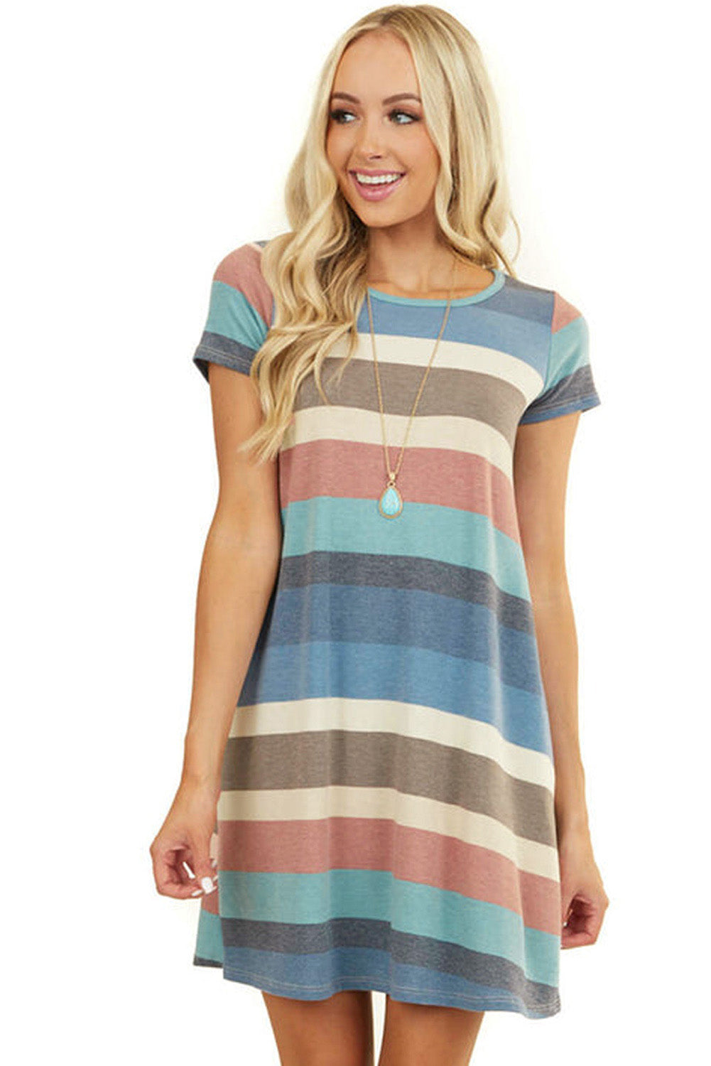 Stripe Print Slit Maxi Tank Top Dress