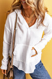 Lightweight Crinkle Pocketed Hooded Blouse