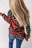 Plaid Color Block Buttoned Long Sleeve Shirt