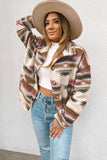 Multicolor Aztec Print Zipped Split Neck Hoodie