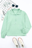 Zip Front Pocketed Pullover Sweatshirt