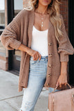 Buttoned Front Drop Shoulder Knitted Cardigan