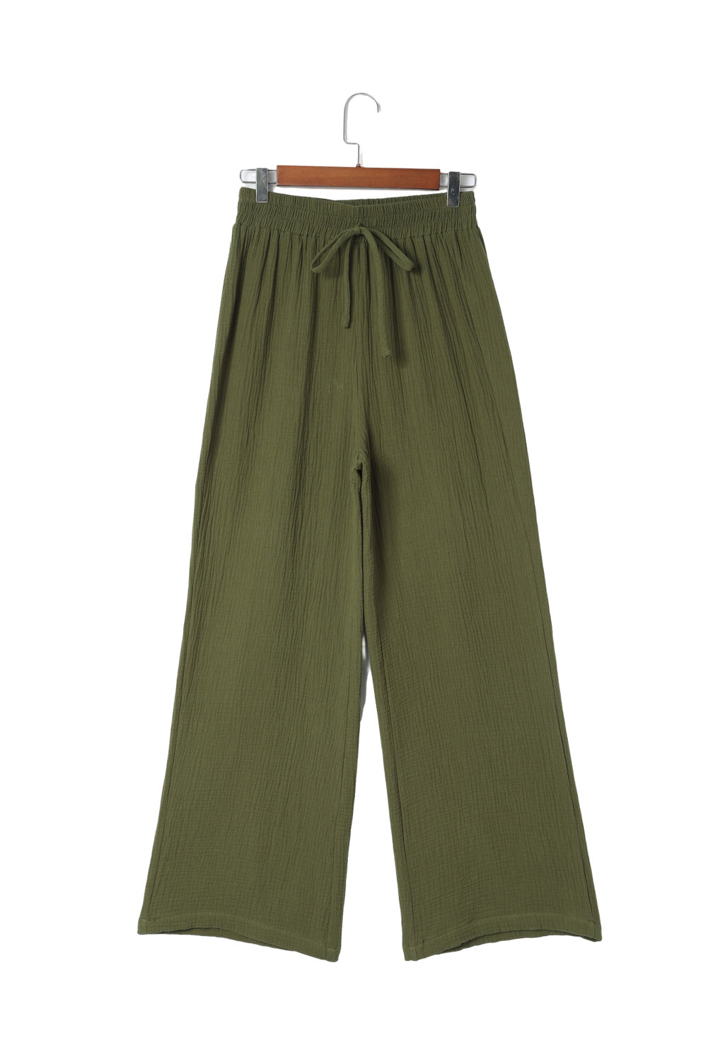 Pantalon large texturé vert froissé