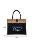 Black BEYOND Blessed Printed Vintage Burlap Bag