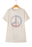 White Floral Peace Sign Graphic T Shirt Dress