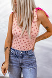 Floral Print Knotted U Neck Sleeveless Bodysuit