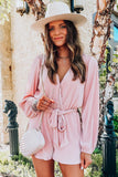 Ripped Surplice V Neck Bubble Sleeve Romper