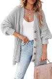 Buttoned Front Drop Shoulder Knitted Cardigan