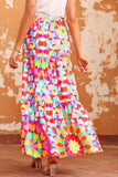 Abstract Floral Pattern Maxi Skirt