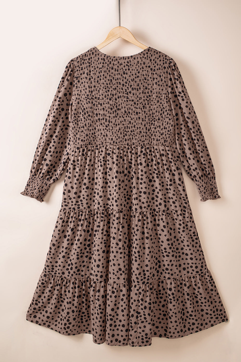 Plus Size Leopard Print Smocked Tiered Dress