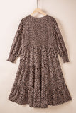 Plus Size Leopard Print Smocked Tiered Dress