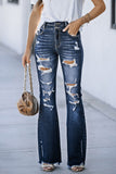 Distressed High Waist Flared Jeans