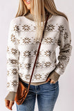 Pull de Noël blanc en tricot à col montant et flocon de neige