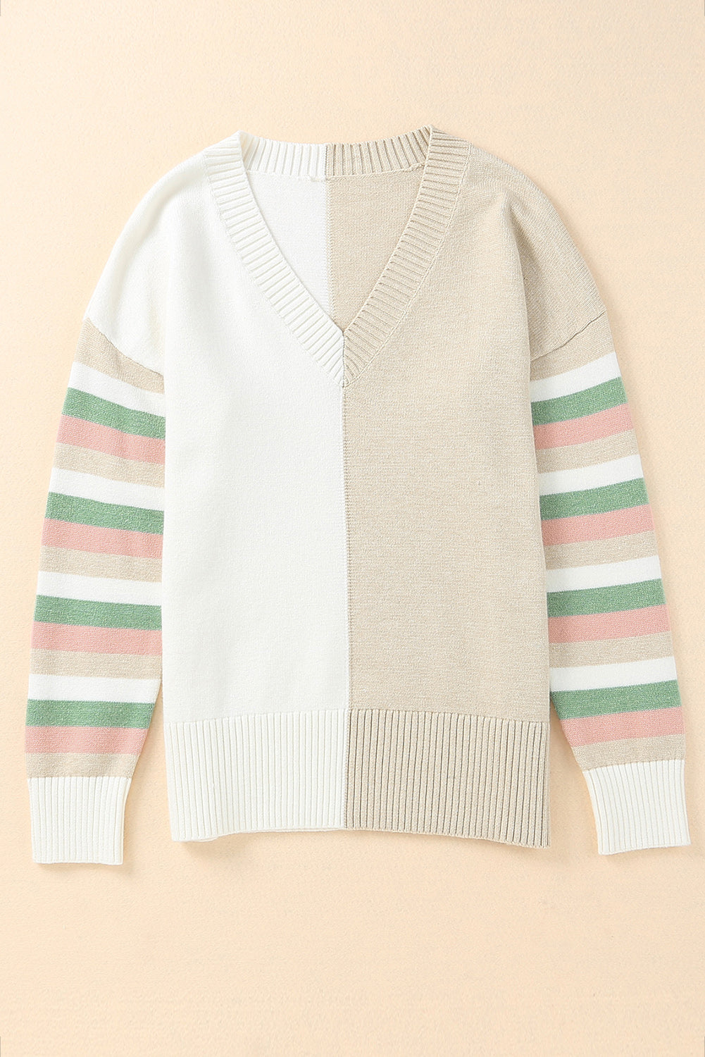 Contrast Striped Sleeve Sweater