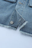 Elastic Hemline Acid Wash Denim Jacket