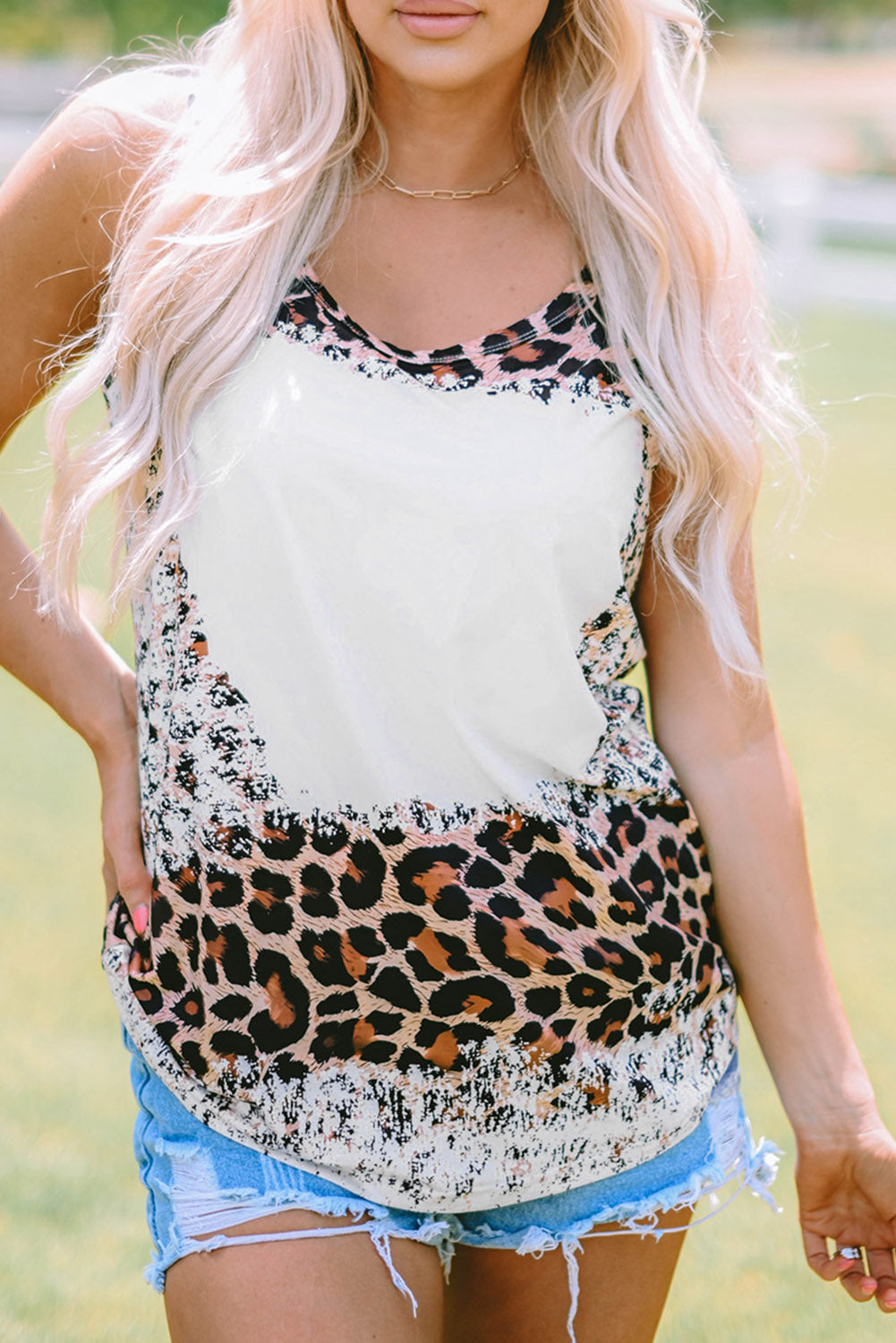 Bleached Blank Graphic Tank Top