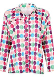 Chemise à manches longues boutonnée à pois multicolore