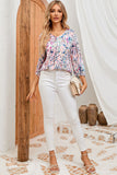 Floral Print Ruffle Sleeve Babydoll Top