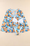 3pcs Tropical Bow Tie Bikini Swimsuit Set