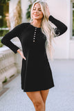 Robe Henley noire unie à manches longues