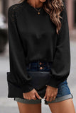 Black Lace Long Sleeve Textured Pullover